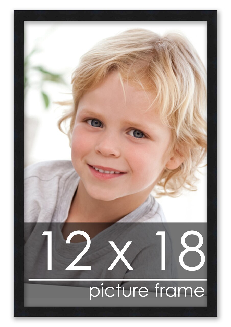 12x18 Modernist Black Picture Frame - UV Acrylic, Foam Board Backing, Hanging Hardware